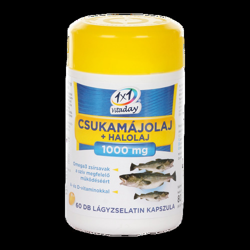 1x1 Vitaday Csukamájolaj Halolaj 1000 Mg Lágyzselatin Kapszula 60 Db